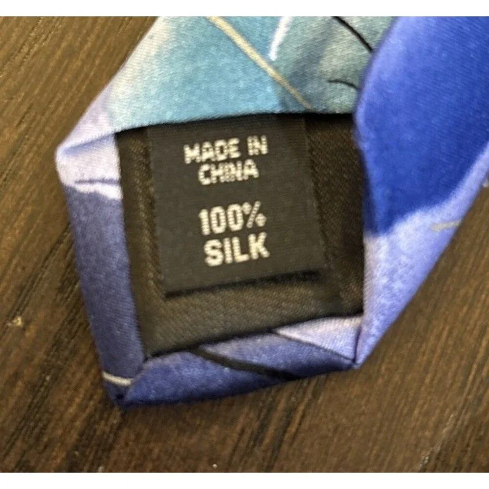 Jerry Garcia 100% Silk Tie Mens Blue Abstract Film Noir Artist Proof 10 Necktie